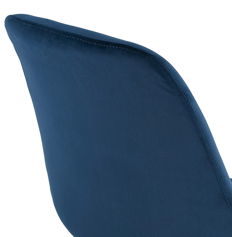 Vintage stoel 'RICKY' in blauw fluweel en poten in zwart hout - Majorr