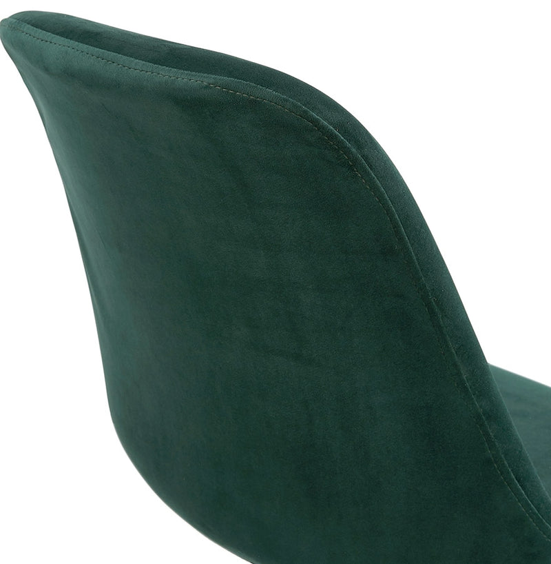 Vintage stoel 'RICKY' in groen fluweel en poten in zwart hout - Majorr
