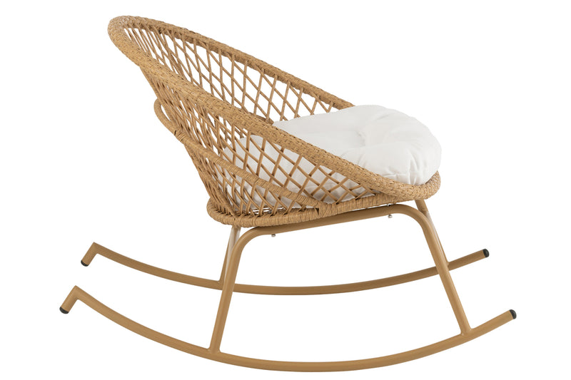 Rocking Chair+Cushion Zayo Metal/Reed Beige - Majorr