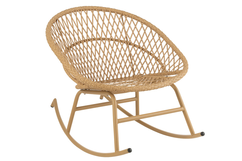 Rocking Chair+Cushion Zayo Metal/Reed Beige - Majorr