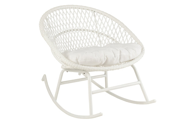 Rocking Chair+Cushion Zayo Metal/Reed White - Majorr