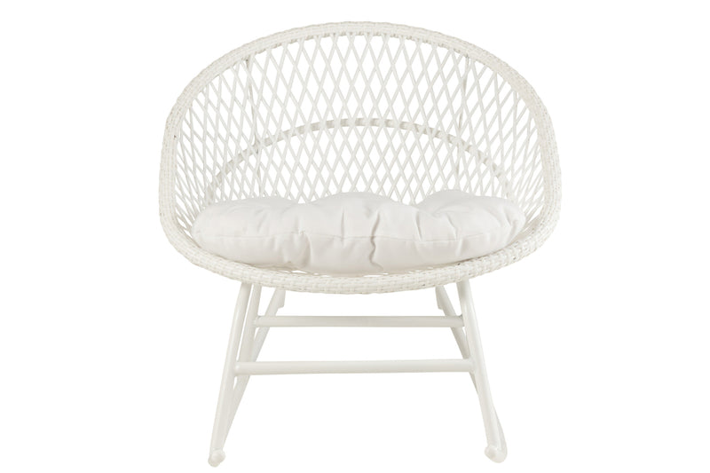 Rocking Chair+Cushion Zayo Metal/Reed White - Majorr