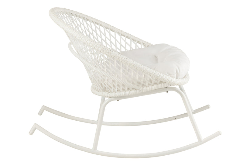 Rocking Chair+Cushion Zayo Metal/Reed White - Majorr