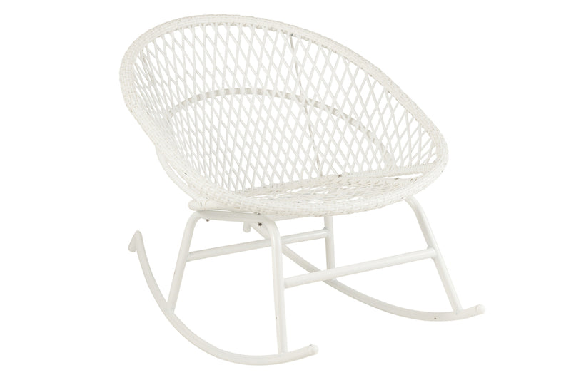 Rocking Chair+Cushion Zayo Metal/Reed White - Majorr