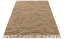 Rug Tufted Curves/Fringes Wool Beige - Majorr