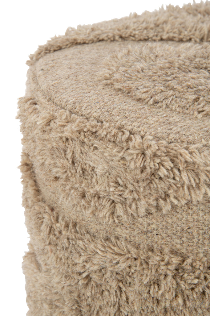 Rug Tufted Curves/Fringes Wool Beige - Majorr