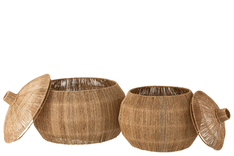 Set 2 Baskets Dantya Ball Jute Natural - Majorr