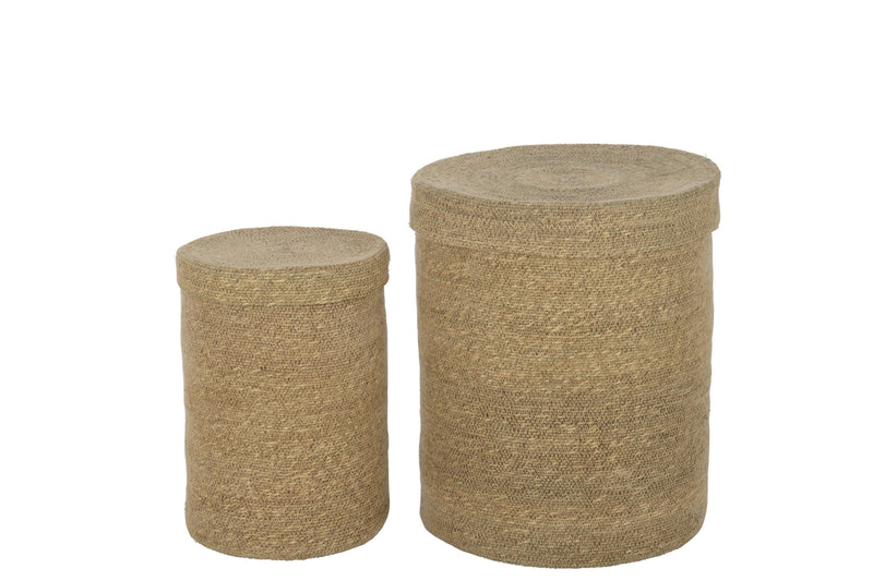 Set Of 2 Baskets High Marie Seagrass Natural - Majorr