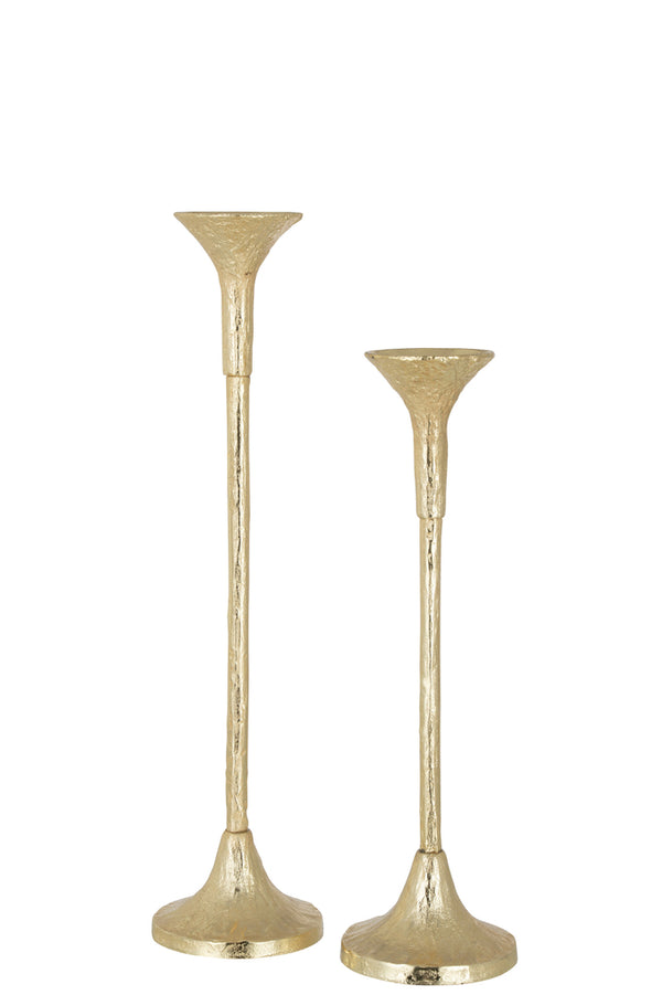 Set Of Two Candlestick Marie Aluminium Mat Gold - Majorr