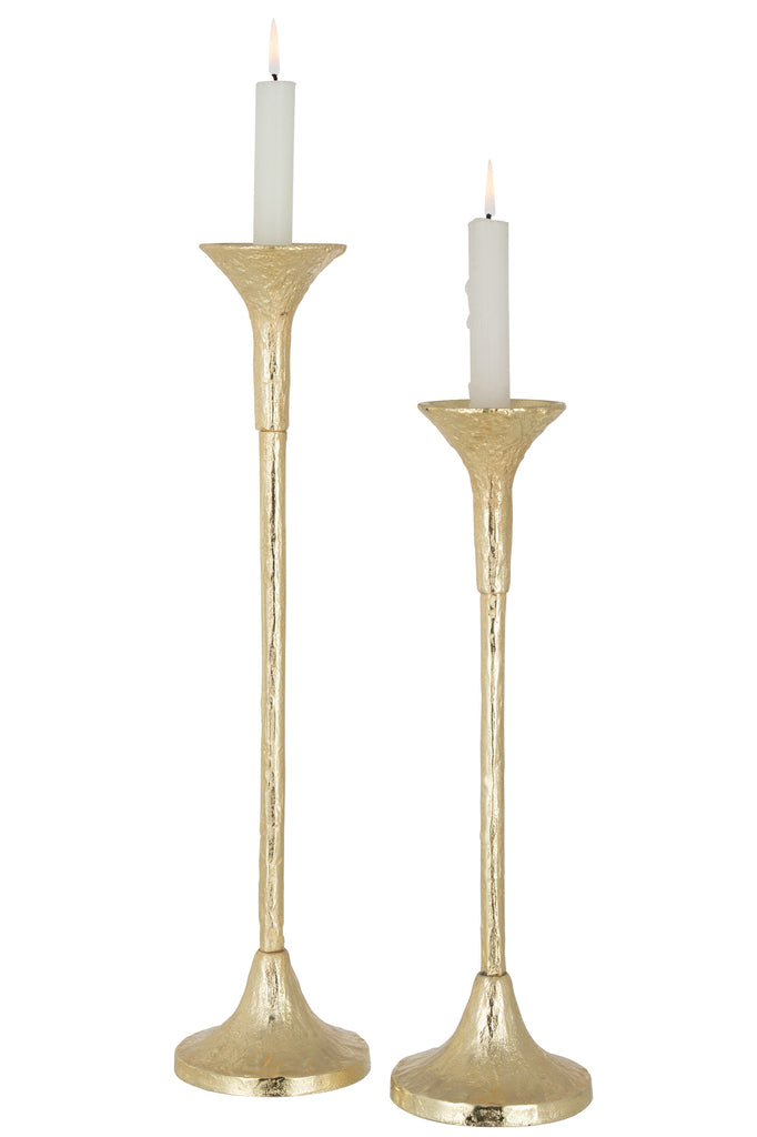 Set Of Two Candlestick Marie Aluminium Mat Gold - Majorr