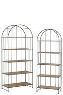Set Of 2 Rack Round Top Metal/Wood Brown - Majorr