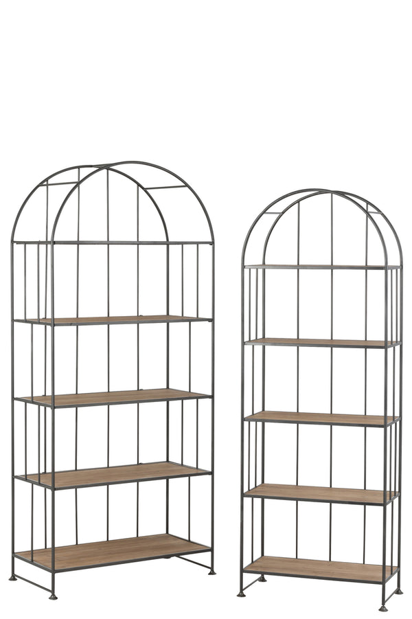 Set Of 2 Rack Round Top Metal/Wood Brown - Majorr