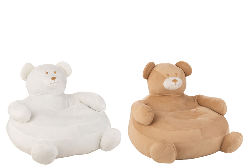 Set Of 2 Seat Bear Plush White/Beige - Majorr