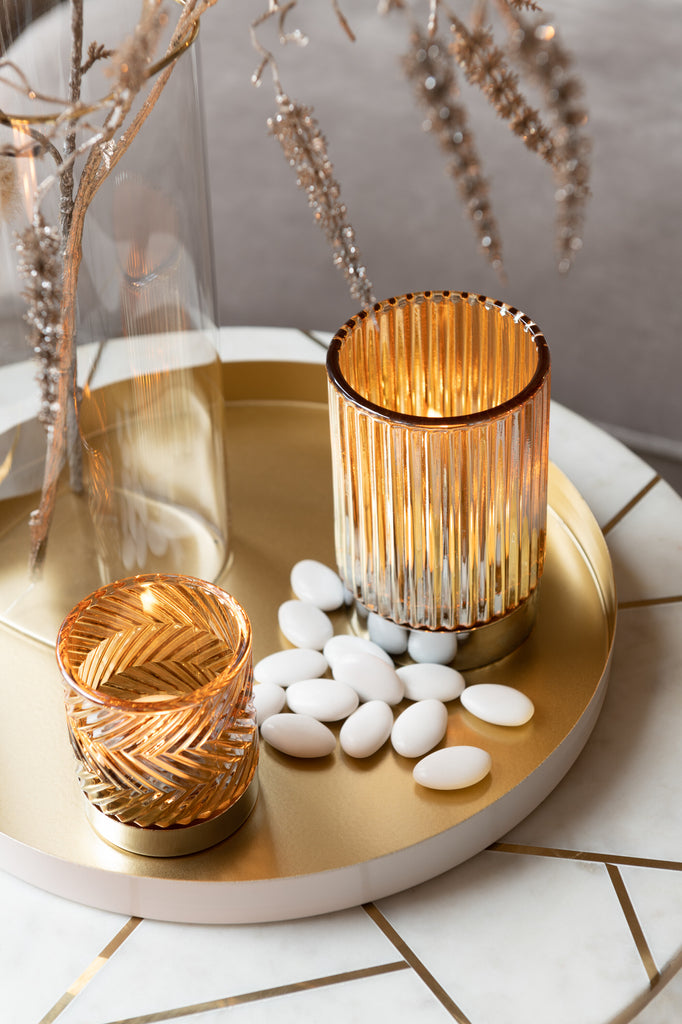 Set Of Two Sidetable Marble/Iron Gold/White - Majorr