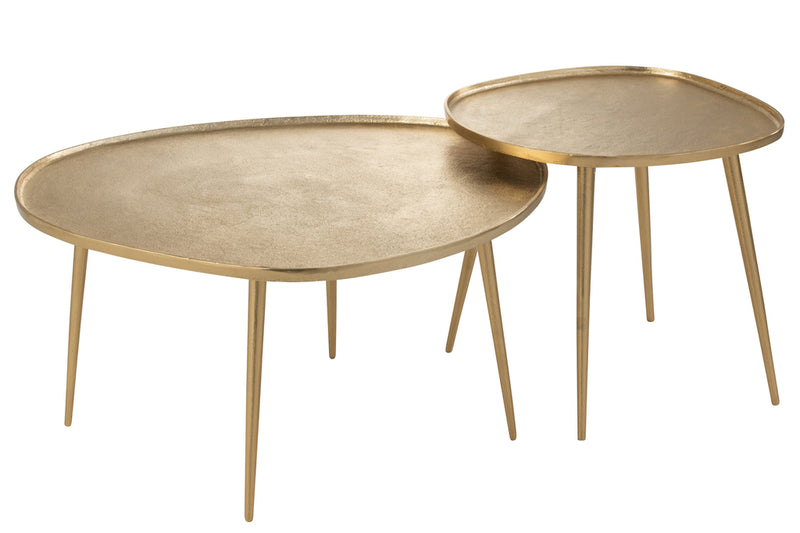 Set Of 2 Sidetables Vinta Aluminium Gold - Majorr