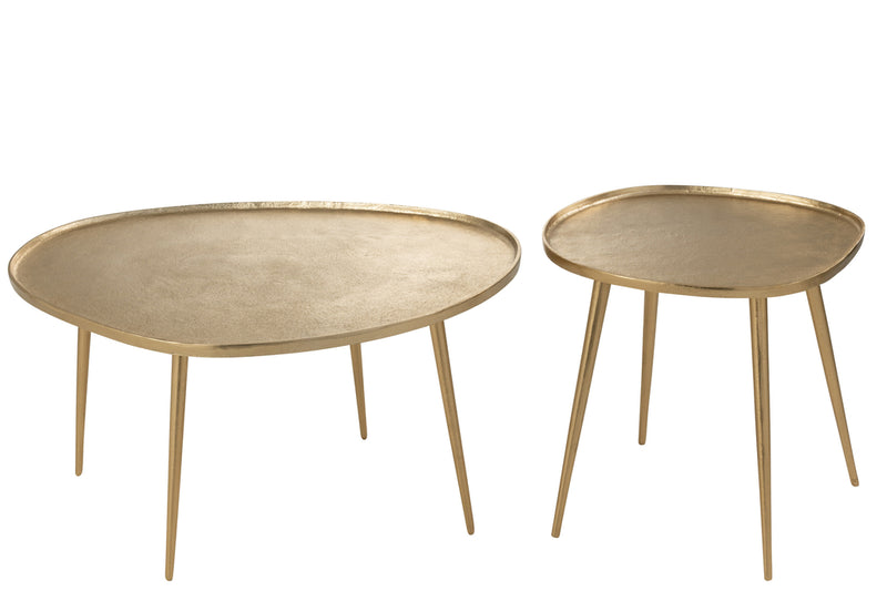 Set Of 2 Sidetables Vinta Aluminium Gold - Majorr