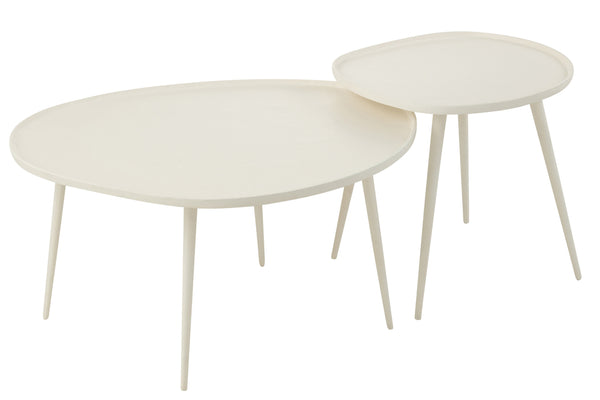 Set Of 2 Sidetables Vinta Aluminium White - Majorr