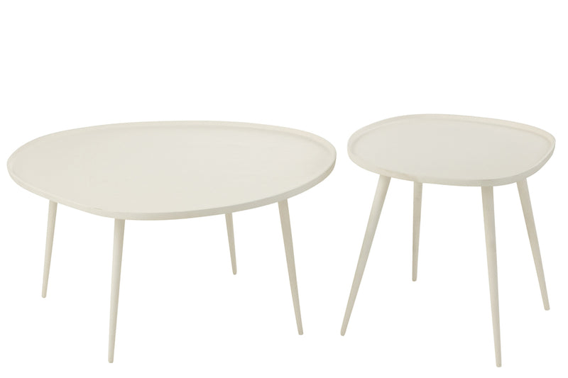 Set Of 2 Sidetables Vinta Aluminium White - Majorr