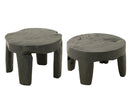 S/2 Table Round Teak Wood Black - Majorr
