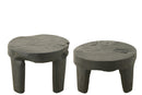 S/2 Table Round Teak Wood Black - Majorr