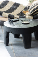 S/2 Table Round Teak Wood Black - Majorr