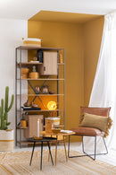 Set Of 3 Coil Basket Rectangle Stripes+Handles Textile White/Orange - Majorr