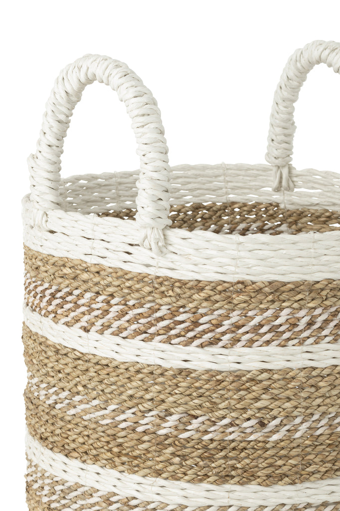 Set Of 3 Baskets Caro Raffia White/Natural - Majorr