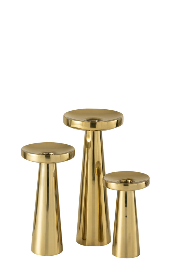 Set Of Three Candle Holders Stainless Steel Gold - Majorr