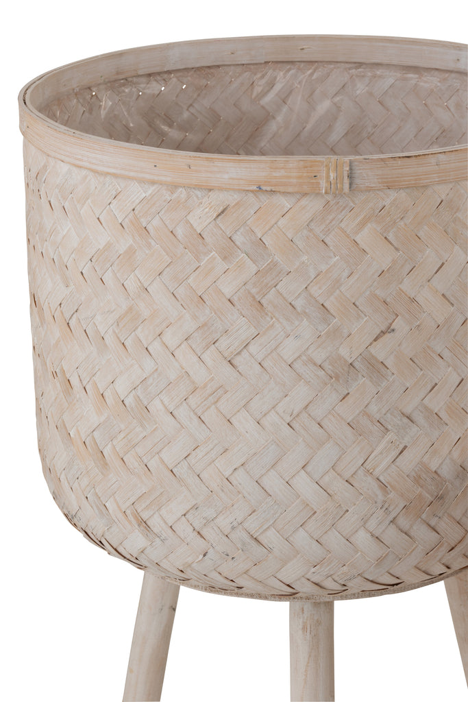 Set 3 Flowerpot Holders 3 Legs Bamboo/Plastic Natural Wash - Majorr