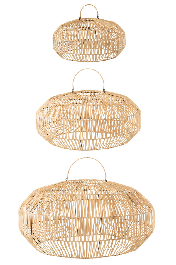 Set Of 3 Lamp Shades Rattan Natural - Majorr