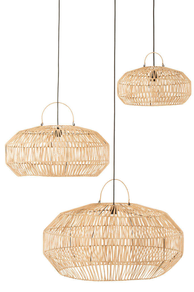 Set Of 3 Lamp Shades Rattan Natural - Majorr