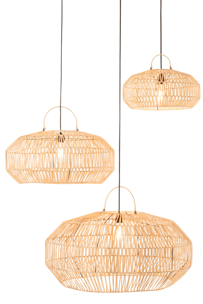 Set Of 3 Lamp Shades Rattan Natural - Majorr