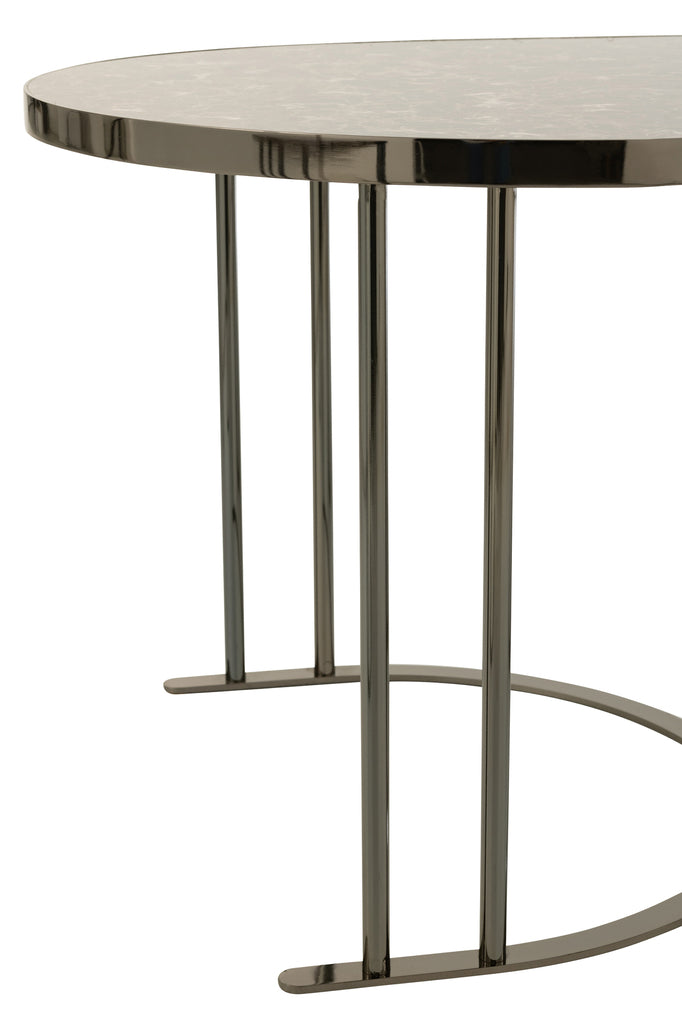 Set Of 3 Side Table Oval Silver/Brown Metal - Majorr