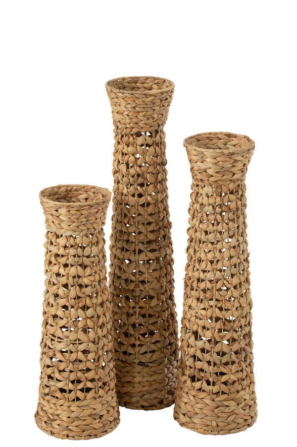 Set Of 3 Vases Jan Water Hyacinth Natural - Majorr