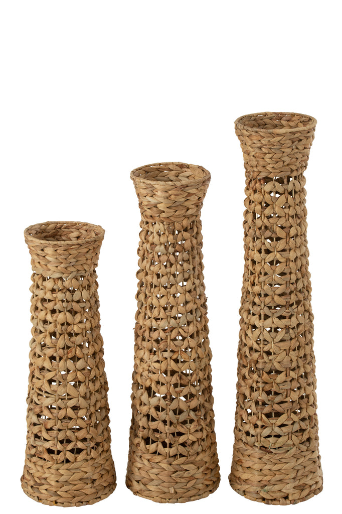 Set Of 3 Vases Jan Water Hyacinth Natural - Majorr