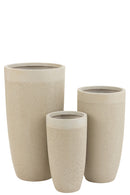 Set Of 3 Vases Round High Clay Beige - Majorr