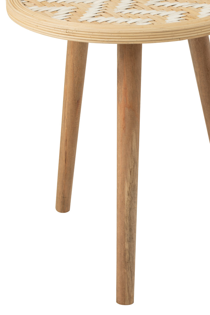 Set Of 3 Sidetable Patterns 3 Legs Bamboo/Wood Natural/White - Majorr
