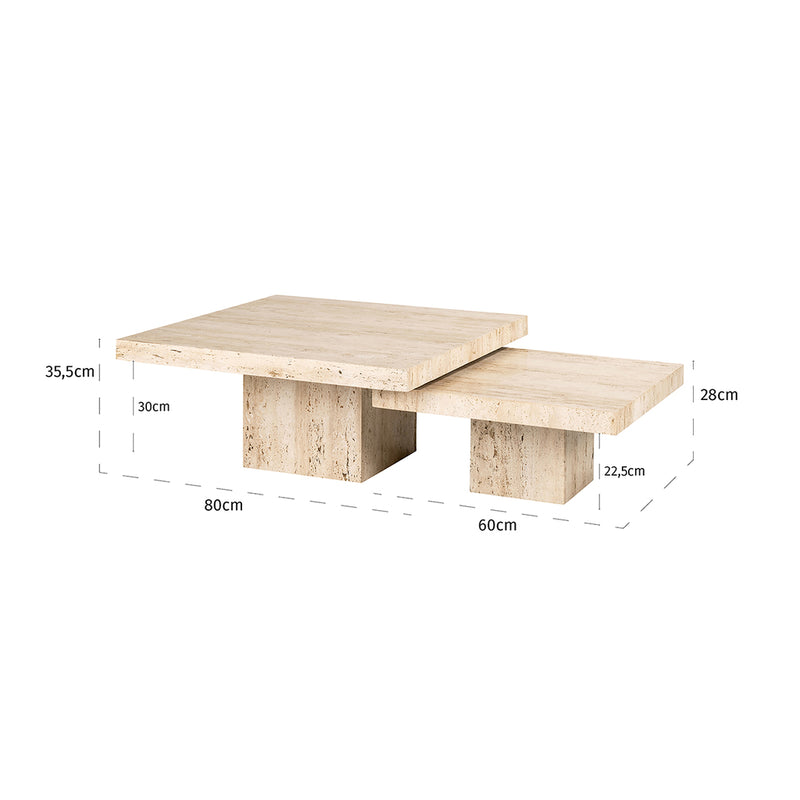 Salontafel La Cantera vierkant set van 2 - Majorr