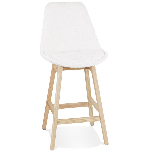 Scandinavische halfhoge kruk 'SANDRA MINI' van witte badstof - Majorr