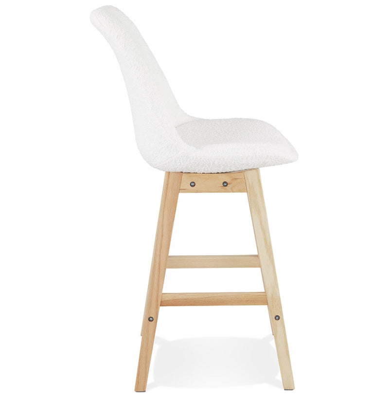 Scandinavische halfhoge kruk 'SANDRA MINI' van witte badstof - Majorr