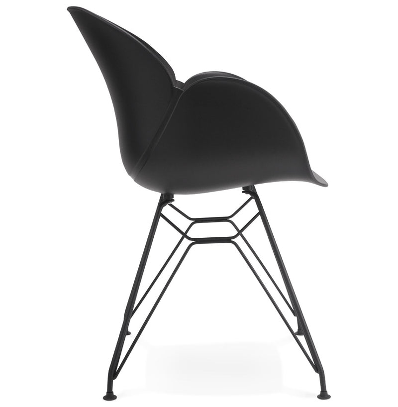 Design stoel 'SATELIT' zwart industriële stijl met zwart metalen voeten - Majorr