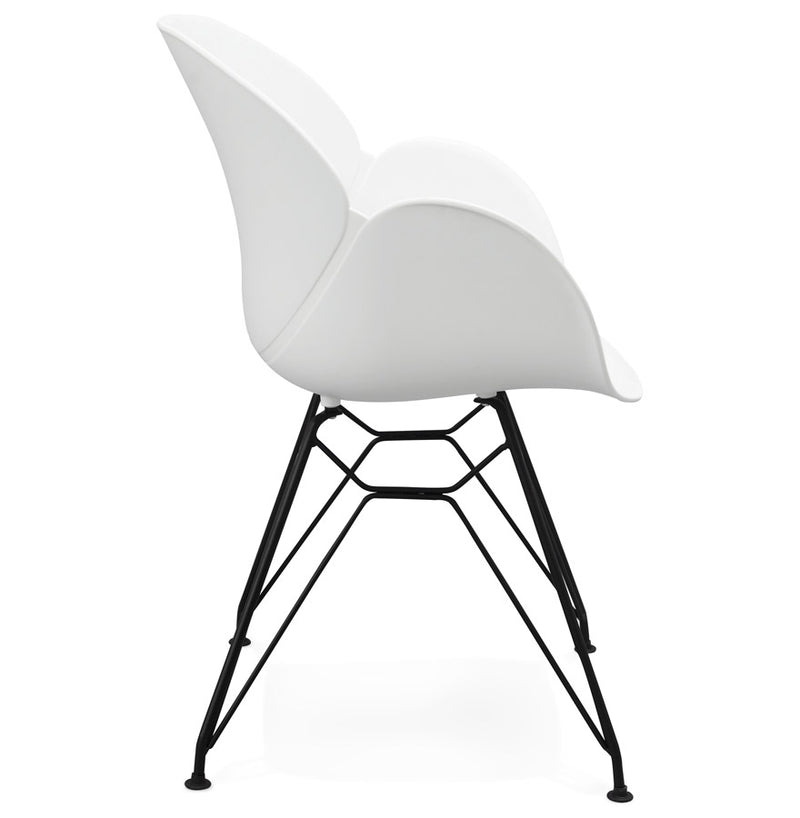Design stoel 'SATELIT' wit industriële stijl met zwart metalen voeten - Majorr