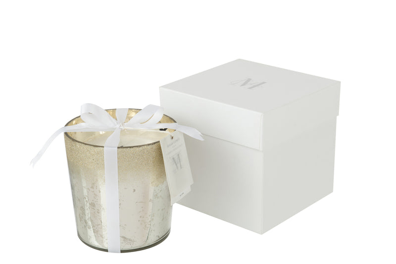 Scented Candle Deluxe Glass Silver Medium - Majorr