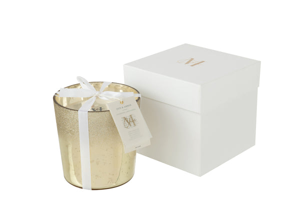 Scented Candle Deluxe Glass Gold Medium - Majorr