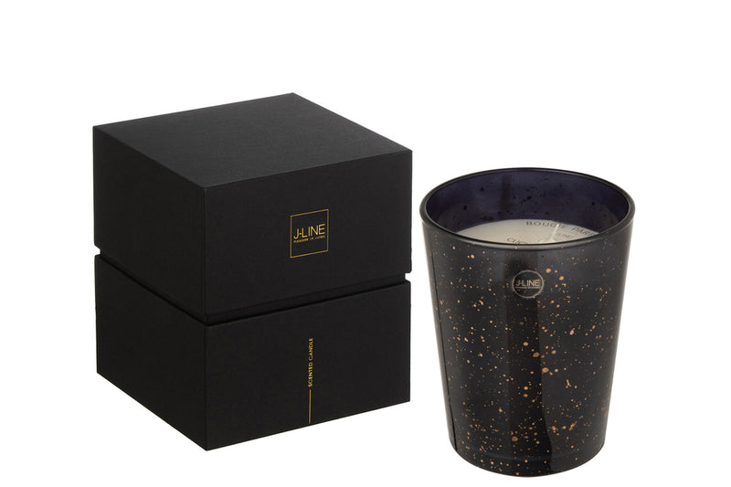 Scented Candle Portofino Glass Black/Gold Small - Majorr