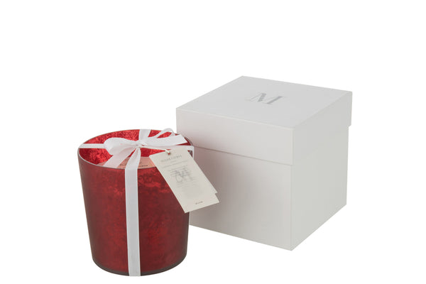 Scented Candle Deluxe Glass Red Medium-80H - Majorr