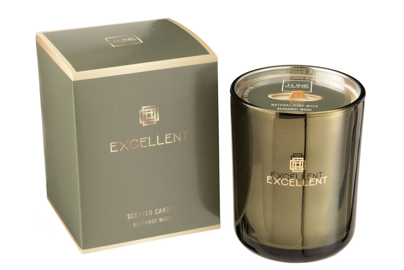 Scented Candle Excellent Bergamot Wood Green Medium-80U - Majorr