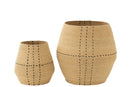 Set Of 2 Basket Dotted Lines Seagrass Natural/Black - Majorr