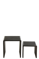 Set Of 2 Coffee Tables Cubic Recycle Teak Black - Majorr