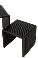 Set Of 2 Coffee Tables Cubic Recycle Teak Black - Majorr